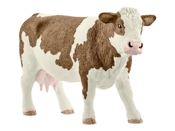 Schleich Farm World - Simmental-ko - vit, rödbrun