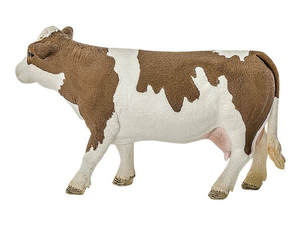 Schleich Farm World - Simmental-ko - vit, rödbrun
