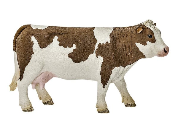 Schleich Farm World - Simmental-ko - vit, rödbrun