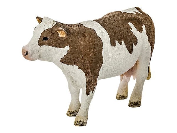 Schleich Farm World - Simmental-ko - vit, rödbrun