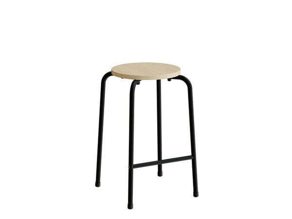 Taburet David 119, birk laminat, hvidt stel