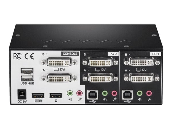 TRENDnet TK-232DV 2-port DVI KVM-switch med lyd og USB 2.0-hub
