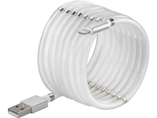 Renkforce TO-6897012, 1 m, Lightning, USB A, Hankjønn, Hankjønn, Hvit
