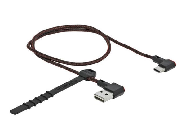 Delock Easy - USB-kabel - USB (hane) vänster-/högervinklad, vändbar till 24 pin USB-C (hane) vänster-/högervinklad, vändbar - 50 cm - svart