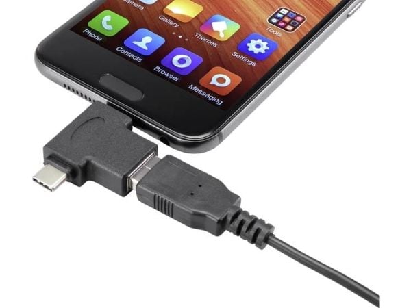Renkforce RF-4541490, USB 3.1 (Gen 1) Type A, Micro-USB 2.0 B, USB-C, Musta