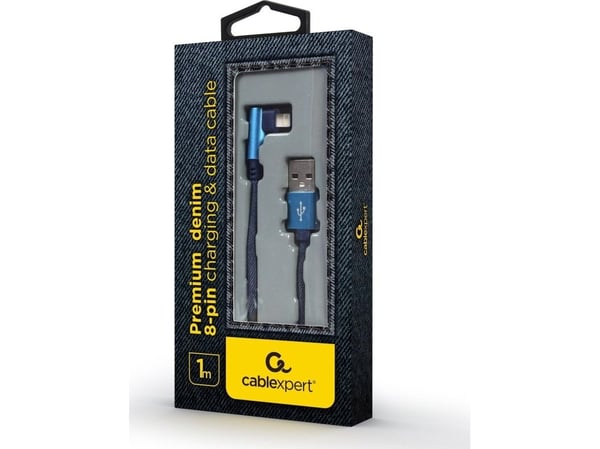 Cablexpert Premium denim - Lightning-kabel - USB hann til Lightning hann vinklet - 1 m - blå