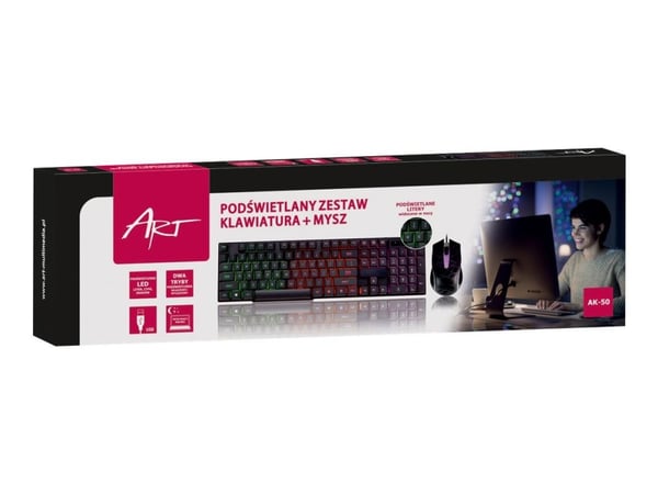 ART AK-50 - Tastatur- og mussett - bakbelysning - USB