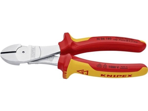 Knipex 74 06 180, Diagonal tang, Kromvanadiumstål, Plast, Oransje, Rød, 180 mm, 280 g