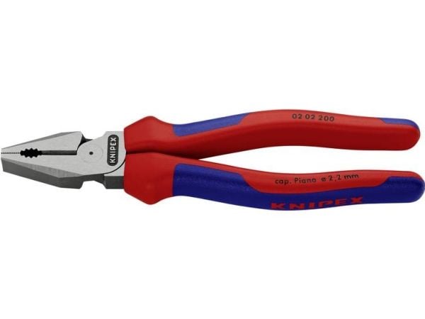 Knipex 02 02 200, Lineman-tång, Stål, Plast, Blå, Röd, 200 mm, 342 g
