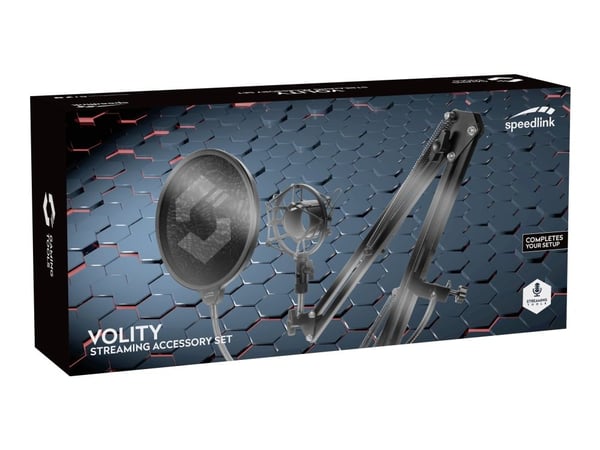 SPEEDLINK VOLITY Streaming Accessory Set - Monteringssett (klemme, svivelarm, støtmontering) - for mikrofon - svart - skrivebordsmonterbar