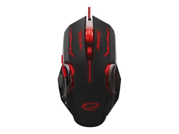Esperanza MX403 APACHE - Mus - ergonomisk - høyrehendt - 6 knapper - kablet - USB - rød