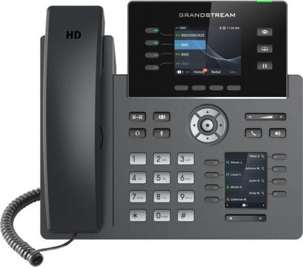 Grandstream GRP2614 - VoIP-telefon med anrops-ID/samtale venter - IEEE 802.11a/b/g/n/ac (Wi-Fi) - treveis anropskapasitet - SIP, RTCP, RTP, SRTP - ...