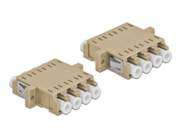 Delock - Nettverkkopler - LC multimodus (hunn) til LC multimodus (hunn) - fiberoptisk - OM1/OM2 - beige (en pakke 2)