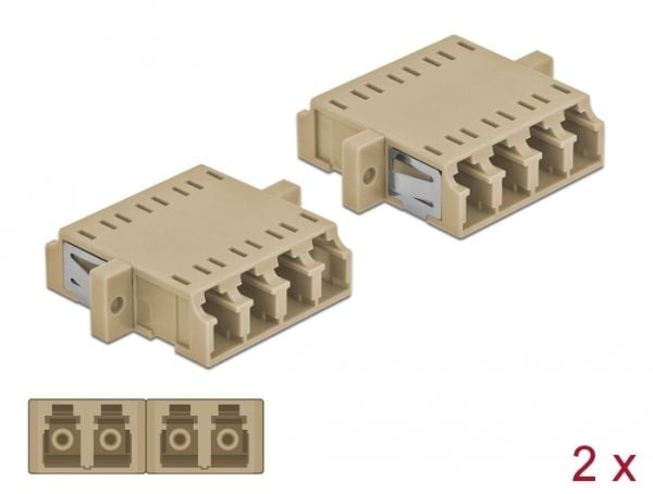 Delock - Nettverkkopler - LC multimodus (hunn) til LC multimodus (hunn) - fiberoptisk - OM1/OM2 - beige (en pakke 2)