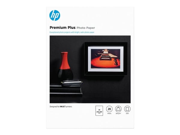 HP Premium Plus Photo Paper - Halvblank - A4 (210 x 297 mm) - 300 g/m² - 20 ark fotopapir - for Officejet 52XX, 6000, 6000 E609, 68XX, 7000 E809, 8...