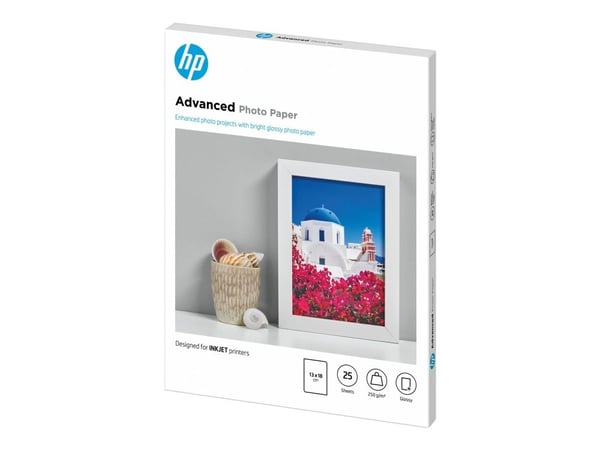 HP Advanced Glossy Photo Paper - Blank - 130 x 180 mm 25 ark fotopapir - for ENVY 50XX, 76XX; ENVY Inspire 7920; Officejet 52XX, 80XX; Photosmart B...