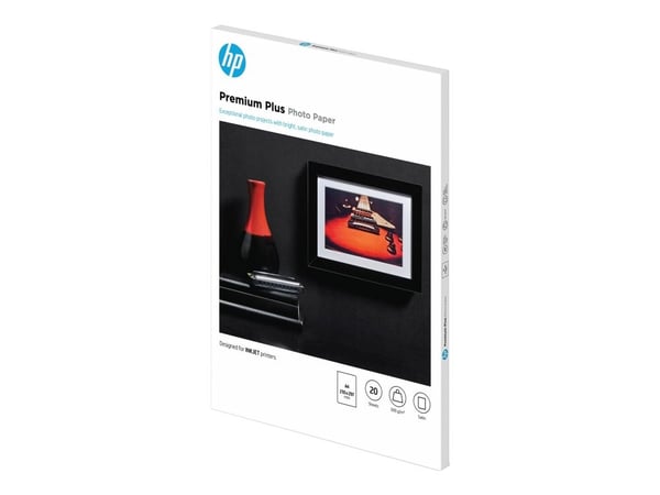 HP Premium Plus -valokuvapaperi, satiininen, 300 g/m2, A4 (210 × 297 mm), 20 arkkia, Puolikiiltävä, A3, 20 arkkia, Yhteensopiva mustesuihkutulostim...