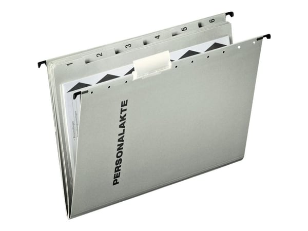 Leitz - Hängfil - 6 delar - förtryckt: 1-6 - V-Base - för A4 (210 x 297 mm) - tabbad - grå