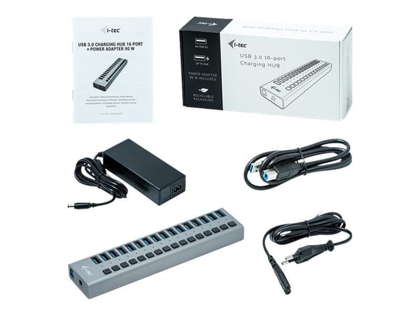 i-tec U3CHARGEHUB16, Sisätila, AC, Harmaa