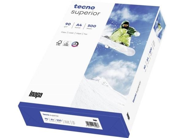 inapa-tecno tecno Superior 90g 210x297 R, Universell, A4 (210x297 mm), 500 ark, 90 g/m², Hvit, 107 µm