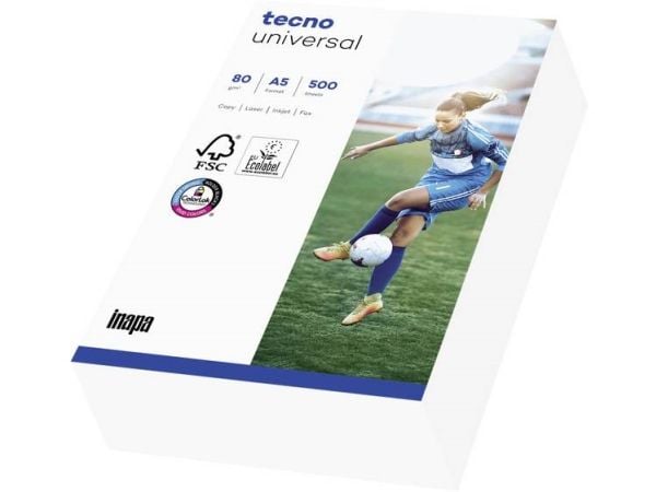 Inapa Tecno universelt skriver-/kontorpapir DIN A5, 80 g/m², 500 ark, hvit