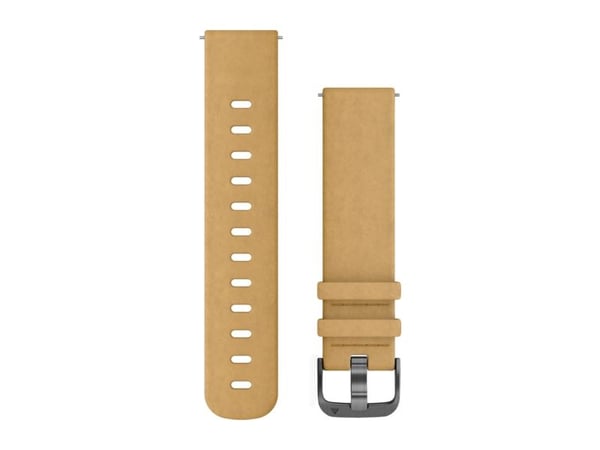 Garmin Quick Release Band - Klokkestropp for smart armbåndsur - 127 - 204 mm - tan suede, skifermaskinutstyr - for Approach S40; ForeAthlete 645 Mu...