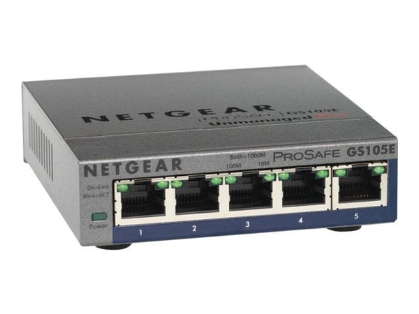 NETGEAR Plus GS105Ev2 - Switch - Styrt - 5 x 10/100/1000 - stasjonær