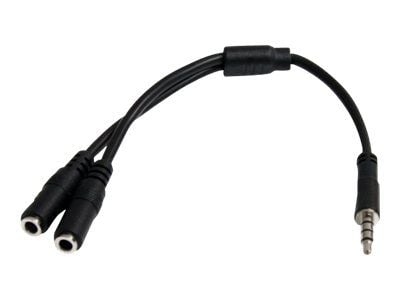 Startech 4 Position to 2x 3 Position 3.5mm Headset Splitter Adapter - Hodetelefonsplitter - 4-polsminijakk hann til minijakk hunn - 20 cm - svart -...