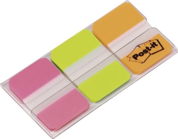 Post-it Index 686-PGO - Flikar med dispenser - 25.4 x 38 mm - 66 ark (3 x 22) - rosa, grön, orange