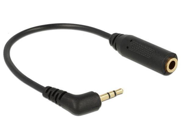 Delock - Hodetelefonadapter - 4-polsminijakk hunn til stereomikrojakk hann vinklet - 17 cm - svart
