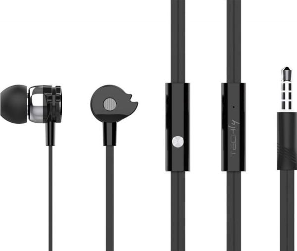 Techly SB-HP A1BKTY, Koblet med ledninger (ikke trådløs), Samtaler/musikk, 20 - 20000 Hz, 39 g, Hodesett, Sort
