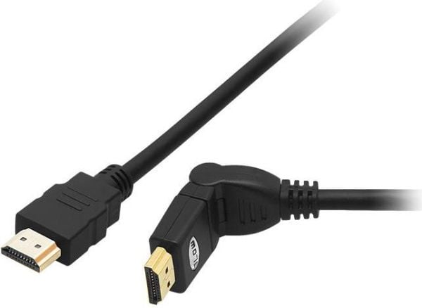 Blow - HDMI-kabel - HDMI hann rett til HDMI hann dreining - 3 m - svart - 1080p-støtte