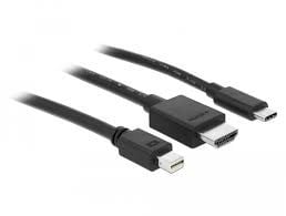 DeLOCK 85830, HDMI-tyyppi A (vakio), HDMI + Mini DisplayPort + USB Type-C, Uros, Uros, Suora, Suora