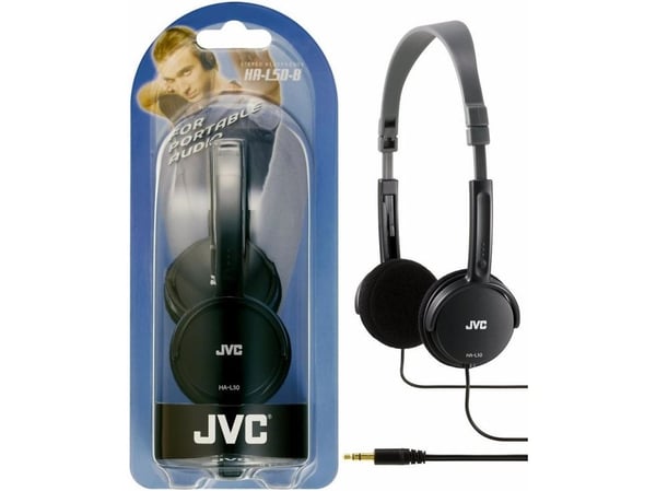 JVC HA-L50-B - Hörlurar - på örat - kabelansluten - 3,5 mm kontakt - svart