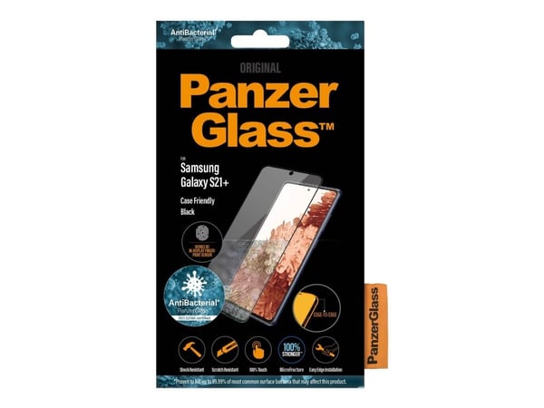 PanzerGlass - Skjermbeskyttelse for mobiltelefon - glass - krystallklar, svart rand - for Samsung Galaxy S21+ 5G
