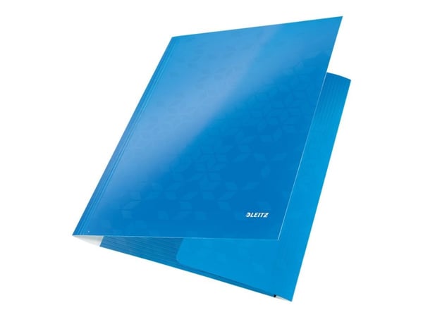 LEITZ hjørnemappe WOW, DIN A4, papp, blå metallic PP-laminert papp, blank, 3 sidebeskyttelsesklaffer (3982-00-36)