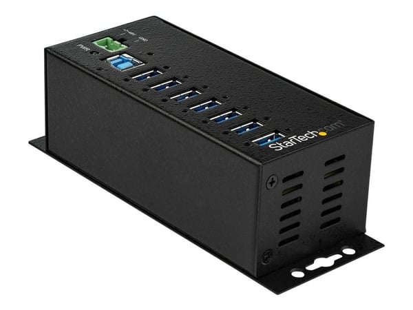 Startech 7 Port USB Hub with Power Adapter, Surge Protection, Metal Industrial USB 3.0 Data Transfer Hub, Din Rail, Wall or Desk Mountable, High Sp...