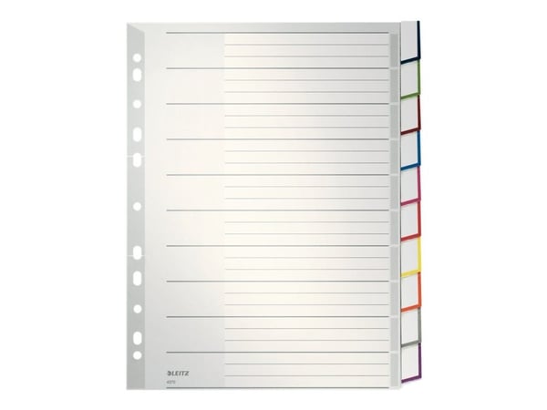 Leitz - Inndeler - 10 deler - fortrykt: A-Z, 1-10 - for A4 Extra (235 × 322 mm) - med fliker - grå