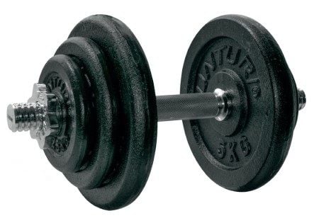 Tunturi 14TUSCL236, justerbar dumbbell, 20 g, 5 kg, 2,5 kg, 38 cm, 2 stykker