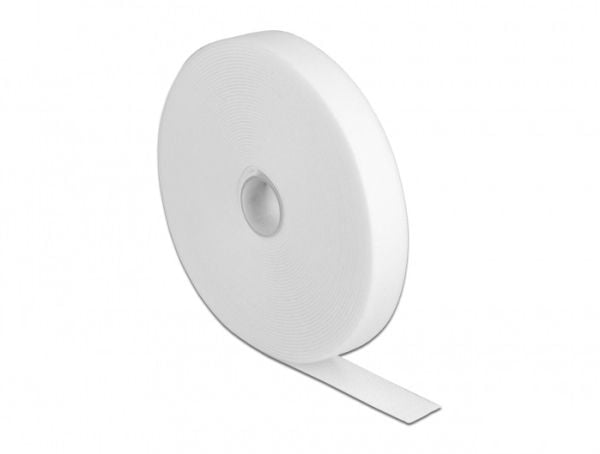 DeLOCK 18382, Hook & loop cable tie, Valkoinen, 10 m, 20 mm, 1 kpl