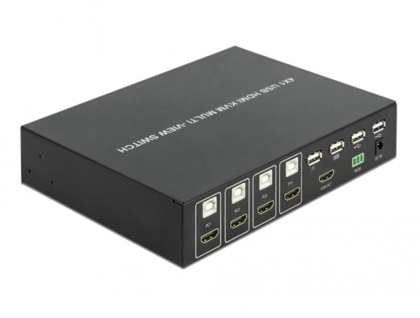 Delock 4 in 1 Multiview - KVM / lyd / USB-svitsj - 4 x KVM/lyd/USB - 1 lokalbruker - stasjonær