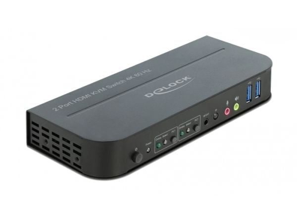 Delock HDMI KVM Switch 4K 60 Hz with USB 3.0 and Audio - KVM / lyd / USB-svitsj - 2 x KVM/lyd/USB - 1 lokalbruker - stasjonær