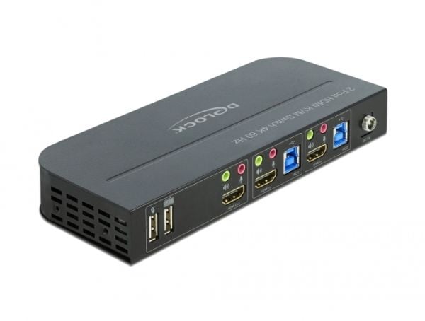 Delock HDMI KVM Switch 4K 60 Hz with USB 3.0 and Audio - KVM / lyd / USB-svitsj - 2 x KVM/lyd/USB - 1 lokalbruker - stasjonær