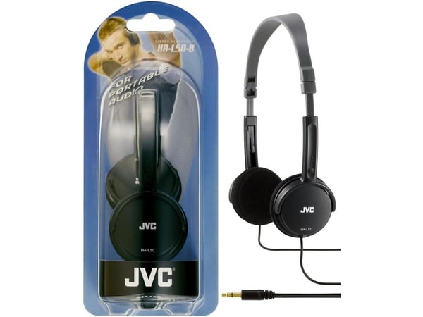 JVC HA-L50-B - Hörlurar - på örat - kabelansluten - 3,5 mm kontakt - svart