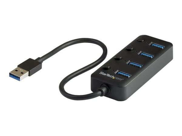 StarTech.com HB30A4AIB, USB 3.2 Gen 1 (3.1 Gen 1) Type-A, USB 3.2 Gen 1 (3.1 Gen 1) Type-A, 5000 Mbit/s, Musta, Muovi, Teho