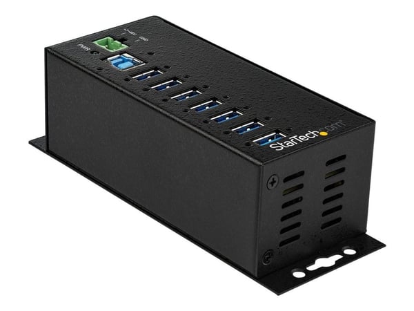 Startech 7 Port USB Hub with Power Adapter, Surge Protection, Metal Industrial USB 3.0 Data Transfer Hub, Din Rail, Wall or Desk Mountable, High Sp...