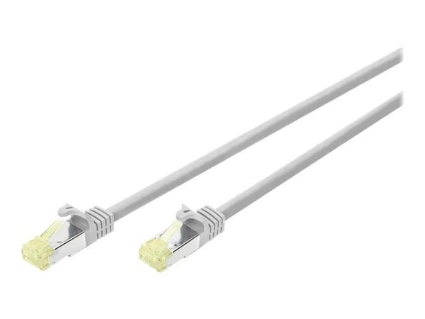 DIGITUS - Patch-kabel - RJ-45 (hane) till RJ-45 (hane) - 5 m - SFTP - CAT 6a - startad, halogenfri, formpressad, hakfri - grå