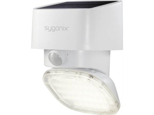 Sygonix solcelle utendørs vegglampe med bevegelsessensor LED (RGB) 20 W hvit