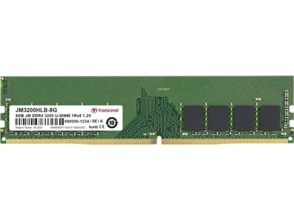 Transcend JetRAM - DDR4 - modul - 8 GB - DIMM 288-pin - 3200 MHz / PC4-25600 - CL22 - 1.2 V - ikke-bufret - ikke-ECC