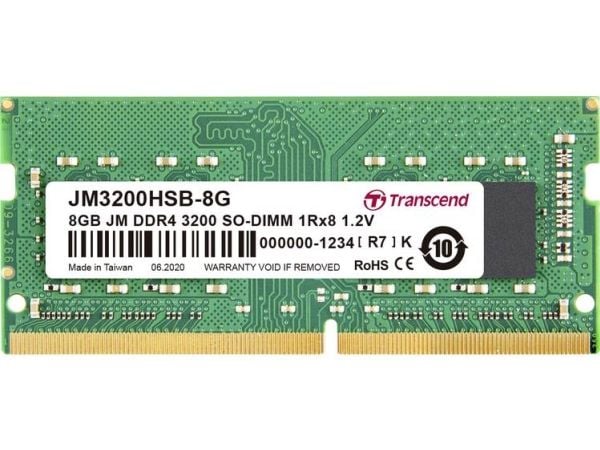 Transcend JetRAM - DDR4 - modul - 8 GB - SO DIMM 260-pin - 3200 MHz / PC4-25600 - CL22 - 1.2 V - ikke-bufret - ikke-ECC